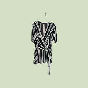 Lane Bryant Black & White Striped Wrap Top